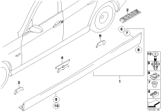 Накладка порог / арка колеса для BMW E91 330xi N53 (схема запасных частей)