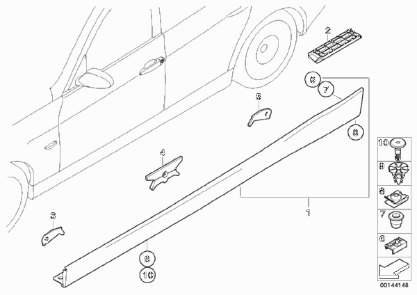 Накладка порог / арка колеса для BMW E91 335d M57N2 (схема запчастей)