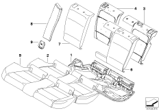 Набивка и обивка базового сиденья Зд для BMW E91N 325d M57N2 (схема запасных частей)
