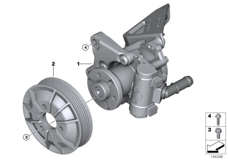 Насос гидроусилителя рулевого управления для BMW E92N 323i N52N (схема запчастей)