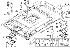 Потолок / поручень для BMW E53 X5 4.4i N62 (схема запасных частей)