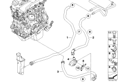 Дополнит.водяная помпа/водяной шланг для BMW E85 Z4 2.0i N46 (схема запасных частей)