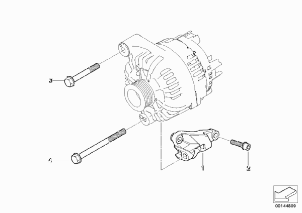 Элементы крепления генератора для BMW E91 335d M57N2 (схема запчастей)