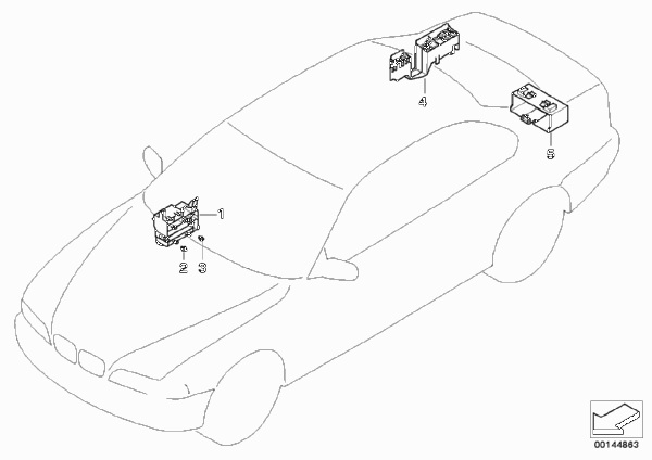 Кронштейн ЭБУ и модулей кузова для BMW E53 X5 3.0d M57N (схема запчастей)