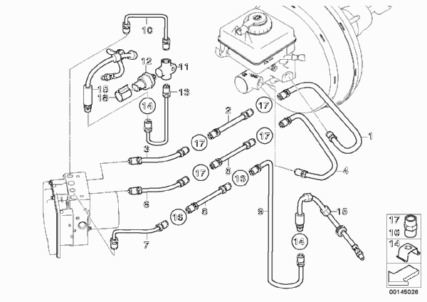 Трубопровод тормозной системы Пд (S541A) для BMW E60 530i M54 (схема запчастей)
