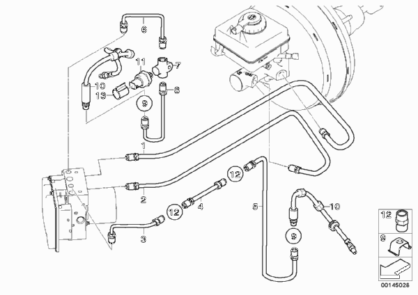 Трубопровод тормозной системы Пд (S541A) для BMW E60 525i M54 (схема запчастей)