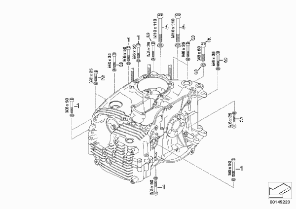 Резьбовое соединение картера двигателя Л для BMW K26 R 900 RT 10 SF (0330,0340) 0 (схема запчастей)