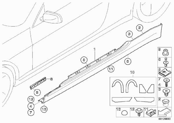 Накладка M порог / арка колеса для BMW E64 M6 S85 (схема запчастей)