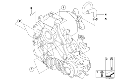 Крепление/дополнит.элементы КПП для BMW E61 525xi N52 (схема запасных частей)