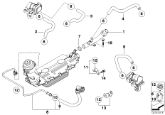 Водяной шланг системы охлаждения для BMW E65 745d M67N (схема запасных частей)