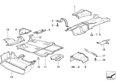 Теплоизоляция для BMW E36 316g M43 (схема запасных частей)