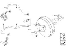 Вакуумный усилитель тормозов для BMW E85 Z4 2.2i M54 (схема запасных частей)