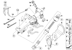 Рул.колонка с мех.приводом/доп.элем. для BMW E61 525i M54 (схема запасных частей)