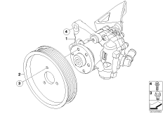 Насос гидроусилителя рулевого управления для BMW E65 730i N52 (схема запасных частей)