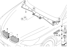 Наружные накладки / декоративные решетки для BMW E61 550i N62N (схема запасных частей)