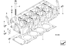 Головка блока цилиндров-доп.элементы для BMW E65 745d M67N (схема запасных частей)