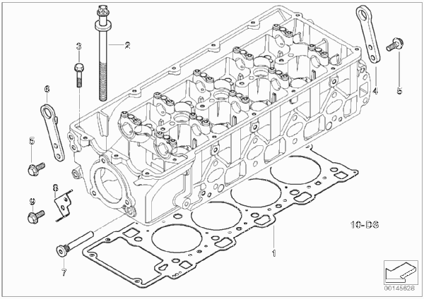 Головка блока цилиндров-доп.элементы для BMW E65 745d M67N (схема запчастей)