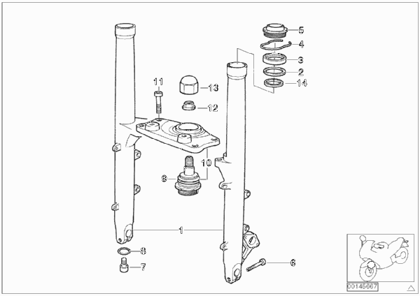 Напр.труба/перемычка вилки Нж для BMW 89V3 K 1200 RS 97 (0544,0554) 0 (схема запчастей)