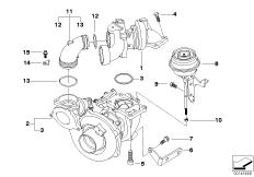 Турбонагнетатель для BMW E60 535d M57N (схема запасных частей)