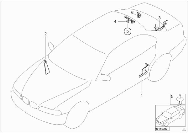Кабельный канал для BMW E46 330i M54 (схема запчастей)