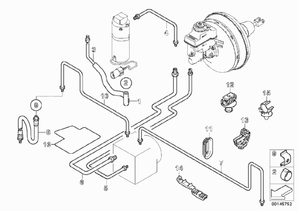 Трубопровод тормозного привода Пд для BMW E66 740Li N62N (схема запчастей)