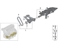 Смазочная система/маслян.насос с прив. для BMW E60N 530xd M57N2 (схема запасных частей)