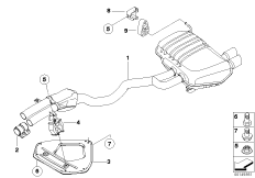 Система выпуска ОГ Зд для BMW E85 Z4 2.0i N46 (схема запасных частей)
