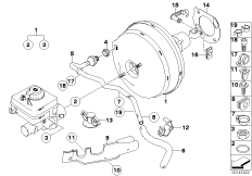 Вакуумный усилитель тормозов для BMW E61 525d M57N (схема запасных частей)
