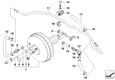 Вакуумный усилитель тормозов для BMW E36 318i M40 (схема запасных частей)
