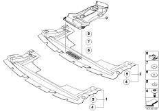 Облицовка днища кузова Пд для MINI R53 Cooper S W11 (схема запасных частей)