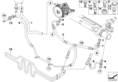 Маслопроводы гидроусилителя рул.управл. для BMW E87 120d M47N2 (схема запасных частей)