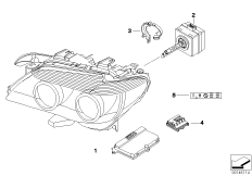 Электронные компоненты ксеноновых фар для BMW E66 750Li N62N (схема запасных частей)