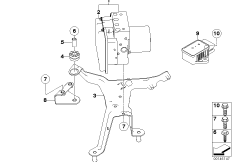 Гидроагрегат DSC/ЭБУ/кронштейн для BMW E61 520d M47N2 (схема запасных частей)
