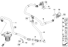 Трубопроводы системы нейтрализации ОГ для BMW E60 M5 S85 (схема запасных частей)