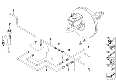 Трубопровод тормозного привода Пд с ASC для BMW E39 540i M62 (схема запасных частей)