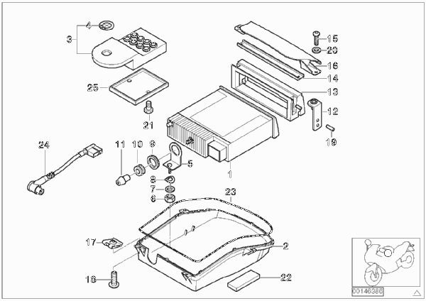 Автомагнитола с CD /дополнит.элементы для BMW 89V3 K 1200 LT 99 (0545,0555) 0 (схема запчастей)