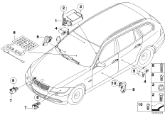 Электрические детали НПБ для BMW E91N 325i N52N (схема запасных частей)