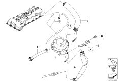 Система вентиляц.картера/маслоотделитель для BMW E90 330xi N52 (схема запасных частей)