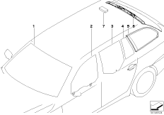 Остекление для BMW E61 530xi N52 (схема запасных частей)