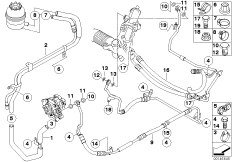 Маслопроводы гидроусилителя рул.управл. для BMW E60 M5 S85 (схема запасных частей)