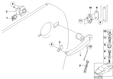 Привод двери/замок двери Пд для BMW R53 Coop.S JCW GP W11 (схема запасных частей)