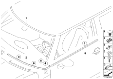 Наружные накладки / декоративные решетки для BMW R50 Cooper W10 (схема запасных частей)