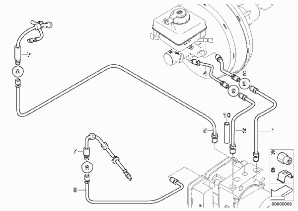 Трубопровод тормозного привода Пд для BMW E64 M6 S85 (схема запчастей)
