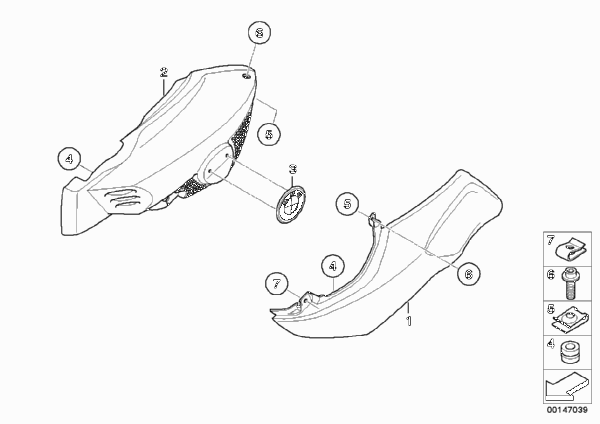 Облицовка боковины для BMW K43 K 1200 R (0584,0594) 0 (схема запчастей)