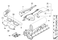 Глушитель шума всасыв./сменн.эл.фильтра для BMW E92 330xd M57N2 (схема запасных частей)
