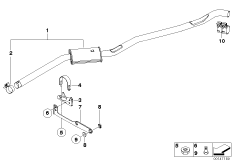 Передний дополнительный глушитель для BMW E83N X3 3.0d M57N2 (схема запасных частей)