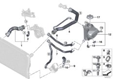Водяной шланг системы охлаждения для BMW E90N 325d M57N2 (схема запасных частей)