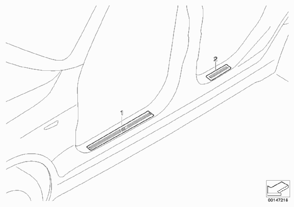 Дооснащение накладкой порога в M-стиле для BMW E83N X3 2.0d M47N2 (схема запчастей)