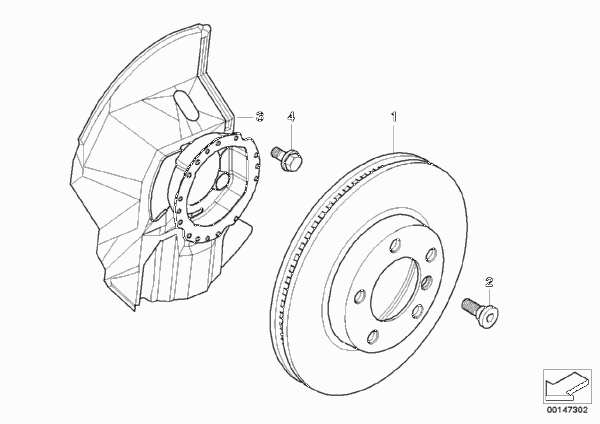 Диск тормозного механизма перед.колеса для BMW E46 330i M54 (схема запчастей)