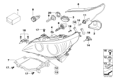 Детали ксеноновой фары / ALC для BMW E61 525xi N52 (схема запасных частей)